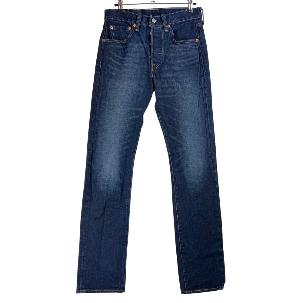 Levis 501 Original Fit Mens Dark Wash Straight Leg Button Fly Jeans 29x34